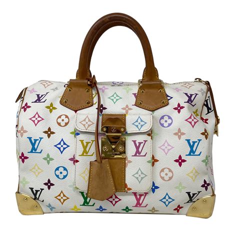 extremely rare takashi murakami louis vuitton white multicolor handbag|LOUIS VUITTON Monogram Multicolor Speedy 30 White.